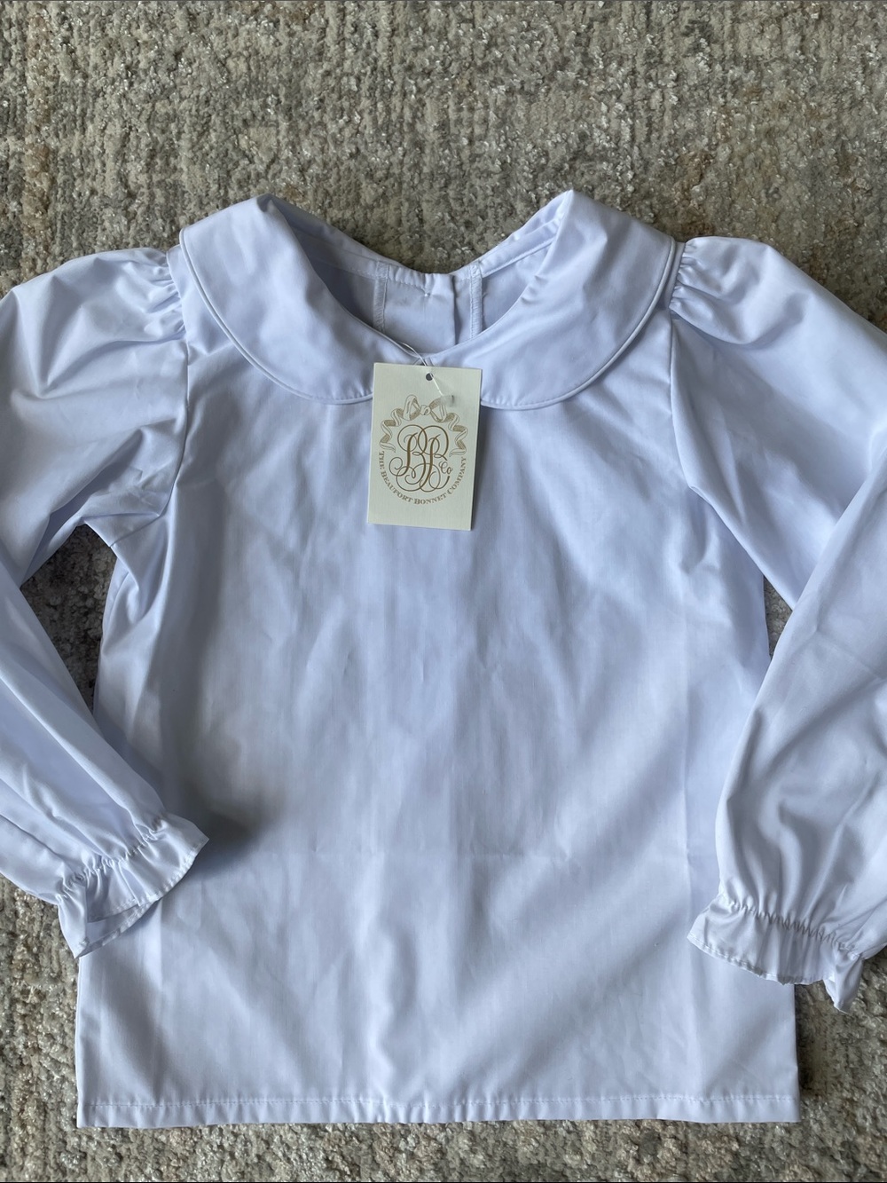 The Beaufort Bonnet Company White Peter Pan Collar Long Sleeve Top